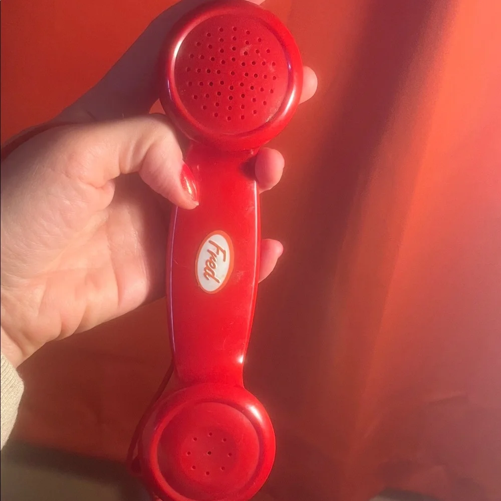 Fred Bright Red Novelty Phone Handset used see how ti plug in